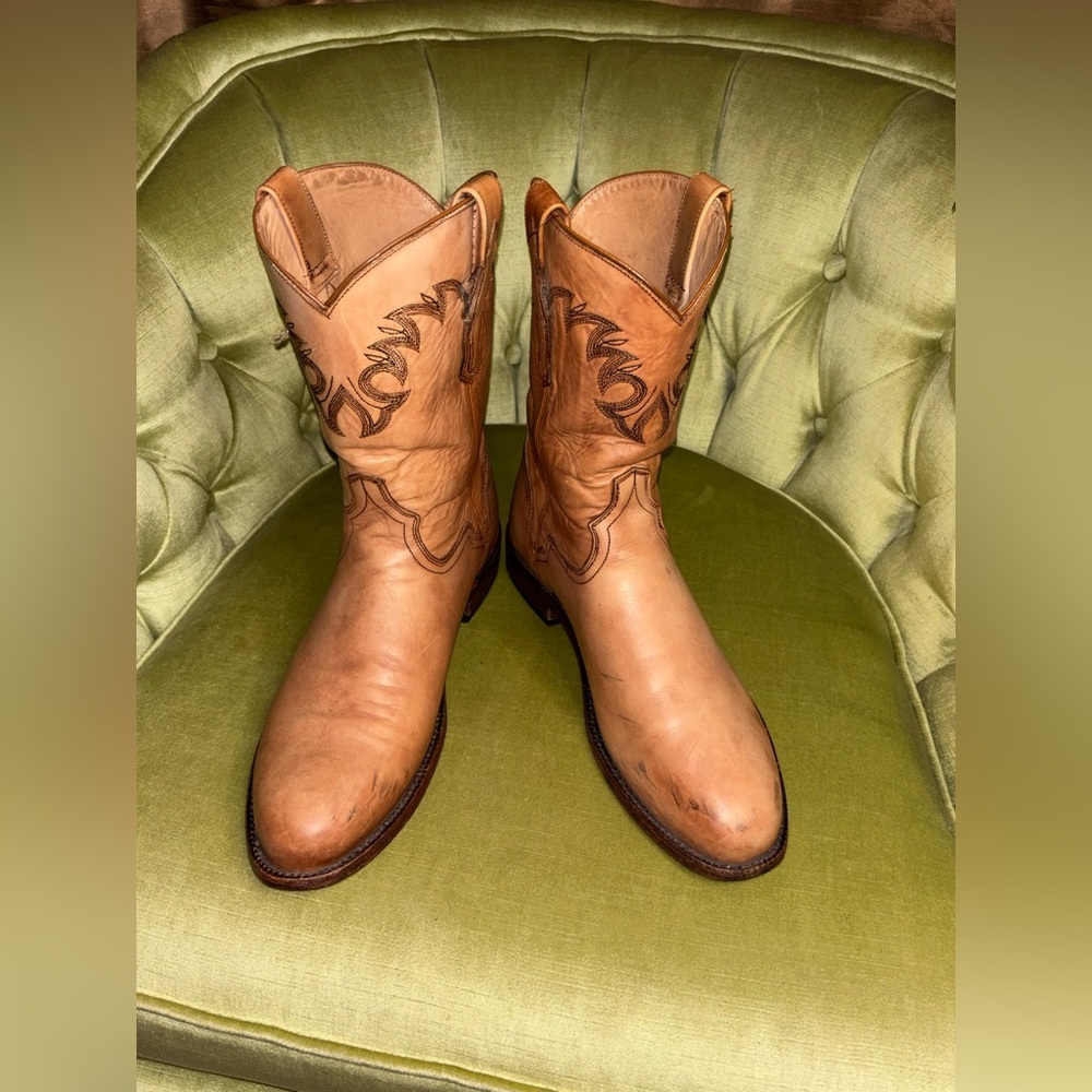 El Dorado Men's size 10.5 D Handmade Tan Leather Roper Cowboy Westen Boots​ - Picture 5 of 10